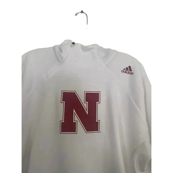 Adidas NCAA Nebraska Cornhuskers White Short Sleeve Performance Hoodie Size S - Picture 2 of 6